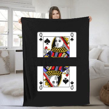 Discover Playing card queen of spades with banner space Fleece Blankets