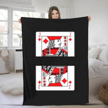 Discover Playing card jack of diamonds with banner space Fleece Blankets