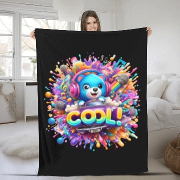 Discover Cosmic Riffs: Splashes of Neon Hues - CooL! Fleece Blankets