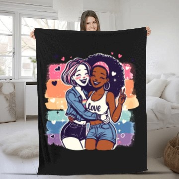 Discover Cute Sapphic Lesbian Whitey Melanin Rainbow Pride Fleece Blankets