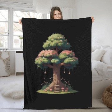 Discover Colorful Tree Life is Really Good Tree Fleece Blankets
