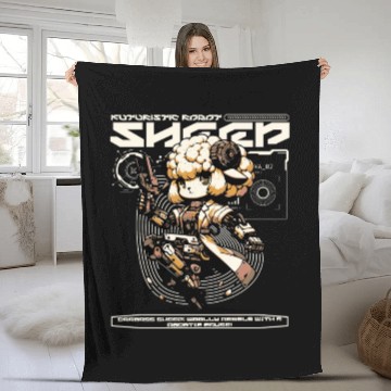 Discover Aries Sheep Future Farm Animal Ram Robot Wool Fleece Blankets