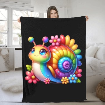 Discover Cool Snail Rainbow Floral Lovers Nature Animal Fleece Blankets
