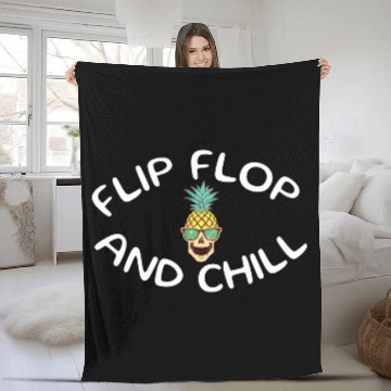 Discover Flip Flop and Chill Summer Pun Fleece Blankets