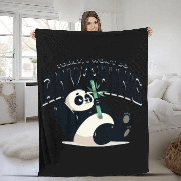 Discover Panda. Today, I won't do anything Fleece Blankets