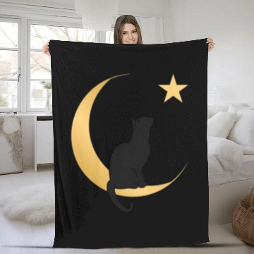 Discover Moon Cat Fleece Blankets