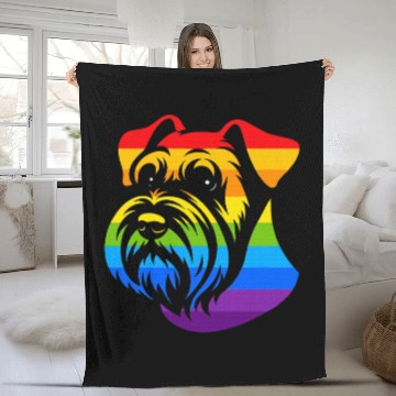 Discover Miniature Schnauzer Rainbow LGBT Gay Pride Lesbian Fleece Blankets