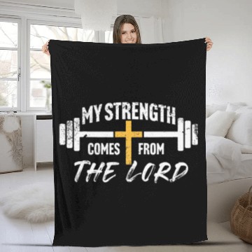 Discover My Strength Christian Men Bible Verse Gym Workout Fleece Blankets