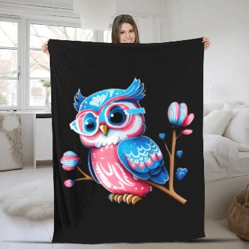 Discover Red White and Blue Owl Fleece Blankets