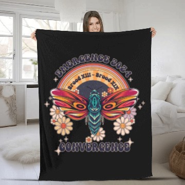 Discover Retro Flying Insects Invasion Cicada Tour 2024 Fleece Blankets