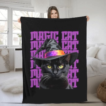 Discover magic cat Fleece Blankets