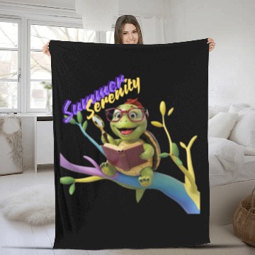 Discover Cute Little Green Sea Turtle on Ocean Fleece Blankets