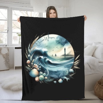 Discover Ocean Whisper: Serene Seascape Art Fleece Blankets