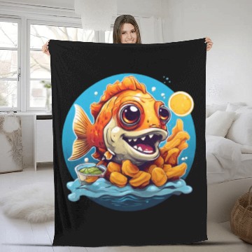 Discover Fish and Chips Fleece Blankets
