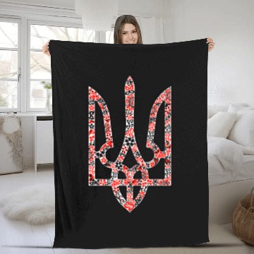 Discover Ukraine trident Tryzub in red and black colors Fleece Blankets