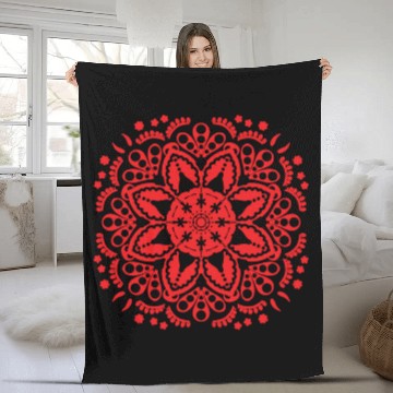 Discover Red floral lace pattern Fleece Blankets