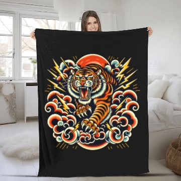 Discover AI Neo Traditional Tiger Fleece Blankets