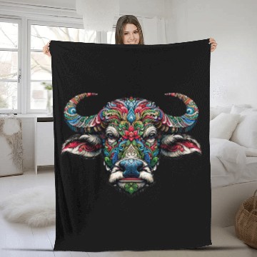 Discover wild buffalo, very cool design. Fleece Blankets