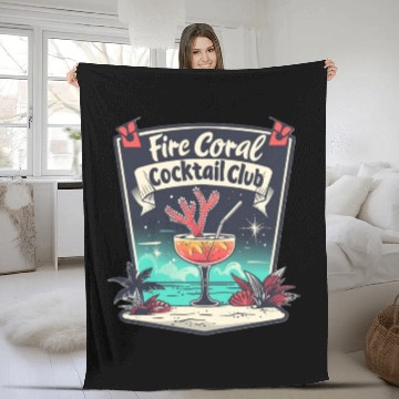Discover Fire Coral Cocktail Club Fleece Blankets