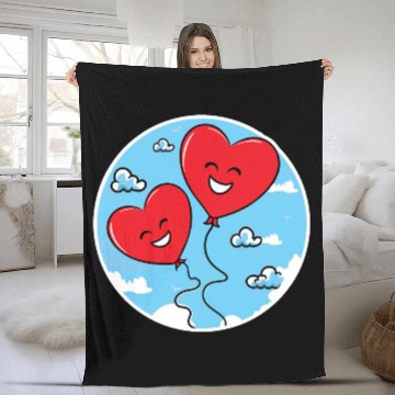 Discover Smiling red heart balloons Fleece Blankets
