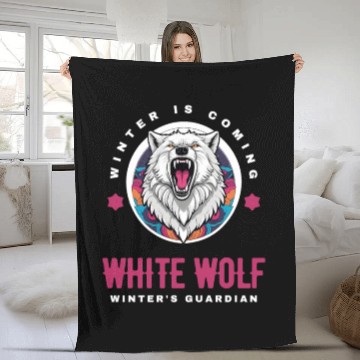 Discover White Wolf Fleece Blankets