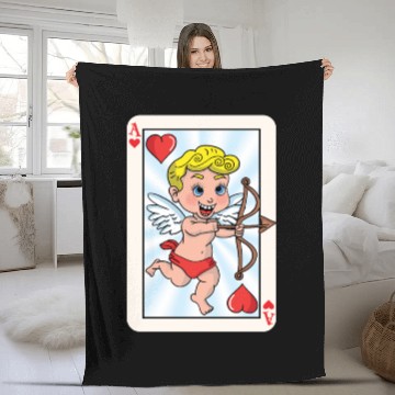 Discover Playing card with cupid Fleece Blankets