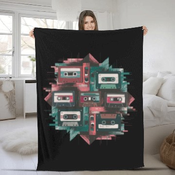Discover 80s Retro Cassette Classic Cassette Tape for a Fleece Blankets