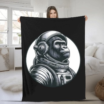Discover Chimpanzee Astronaut in Space Fleece Blankets