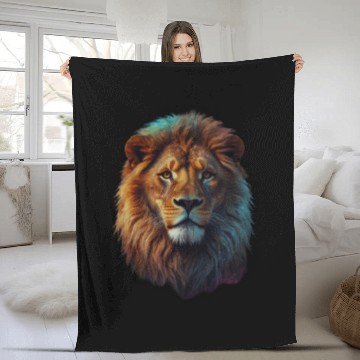 Discover Geometric Lion Galaxy Collection Fleece Blankets