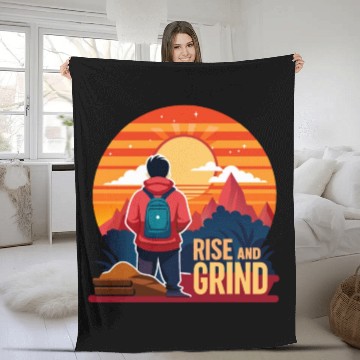 Discover Rise and Grind - Sunrise Hustle Motivation Fleece Blankets