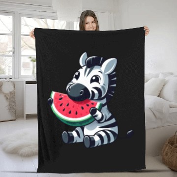 Discover Zebra melon watermelon fruit fruity Fleece Blankets