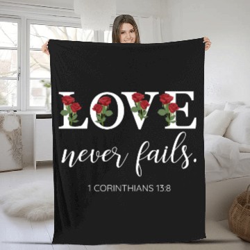 Discover Love Never Fails Floral Typography Fleece Blankets