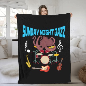 Discover Funny Octopus Sunday Night Jazz Fleece Blankets