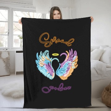 Discover Neon angel wings with helo Fleece Blankets
