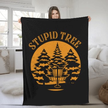 Discover Stupid Tree Disc Golf Frisbee Fleece Blankets