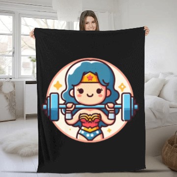 Discover gym girl exercise Fleece Blankets