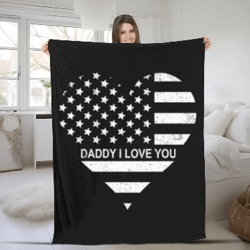 Discover I Love Daddy American Flag Heart Gift Fathers Day Fleece Blankets