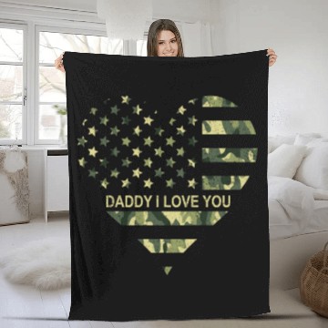 Discover I Love Daddy American Flag Heart Gift Fathers Day Fleece Blankets