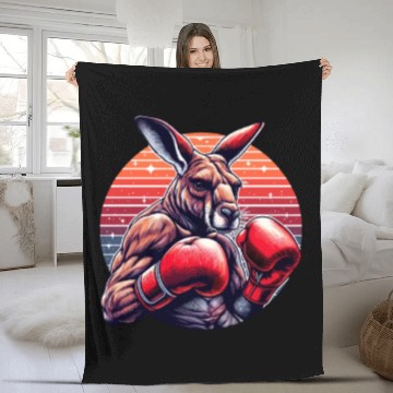 Discover Funny Kickboxing Or Boxing Humor Sport Kangaroo Fleece Blankets