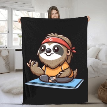 Discover sloth and yoga, yoga and sloth Fleece Blankets