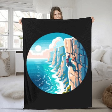 Discover Coastal Climb: Adventure on the Edge Fleece Blankets