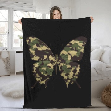 Discover Natural Camouflage Butterfly Fleece Blankets