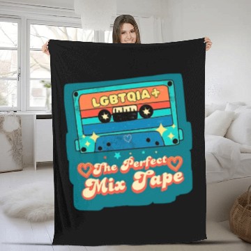 Discover LGBTQIA 80s Rainbow Groovy Mix Tape Fleece Blankets