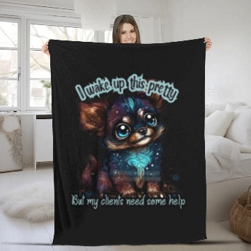Discover I wake up this pretty -- Gift for dog groomer Fleece Blankets