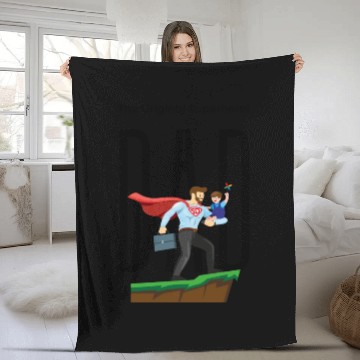 Discover Dad, The Original Superhero. Fleece Blankets