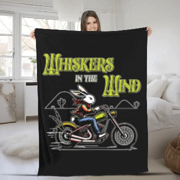 Discover Whiskers in the Wind Western Desert Bunny Biker Fleece Blankets