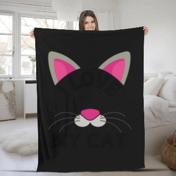 Discover Funny Cat Quote I Love My Cat Cool Cat Fleece Blankets