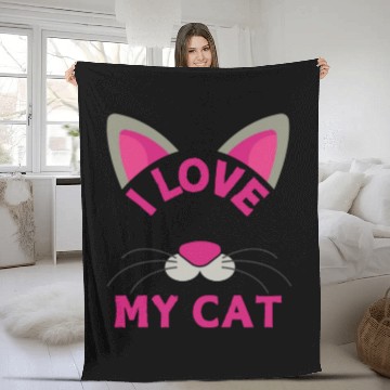Discover Funny Cat Quote I Love My Cat Cool Cat Fleece Blankets