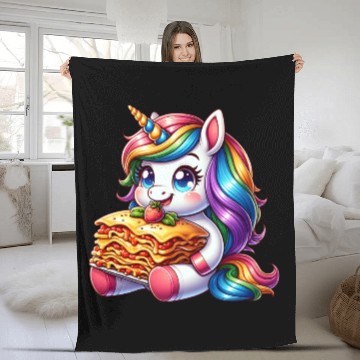 Discover Unicorn Enjoys Italian Lasagna Fleece Blankets
