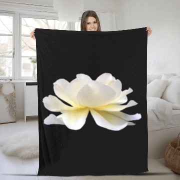 Discover Lotus rose white flower Fleece Blankets